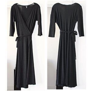 Eileen Fisher - Wool Jersey Surplice 46" Wrap Dress, Sml Oversize fits Med